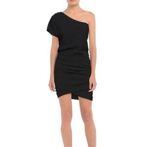 IRO Davov One-Shoulder Envelope Hem Dress Size 38 M Black NWT